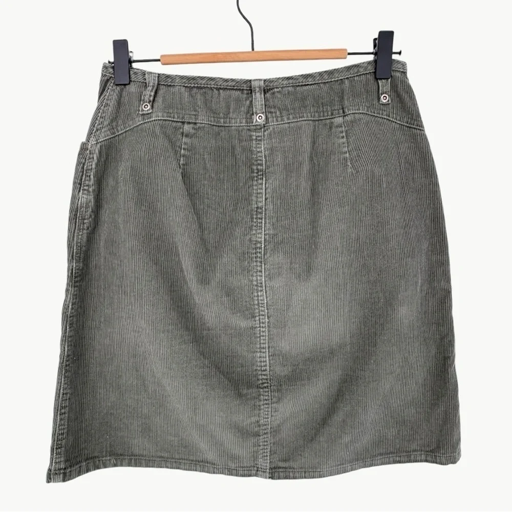 Vintage B Moss Corduroy A Line Mini Skirt Size 8 Sage Green 90s Cotton